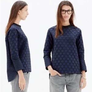 Madewell Navy Blue Mood Polka Dot Top